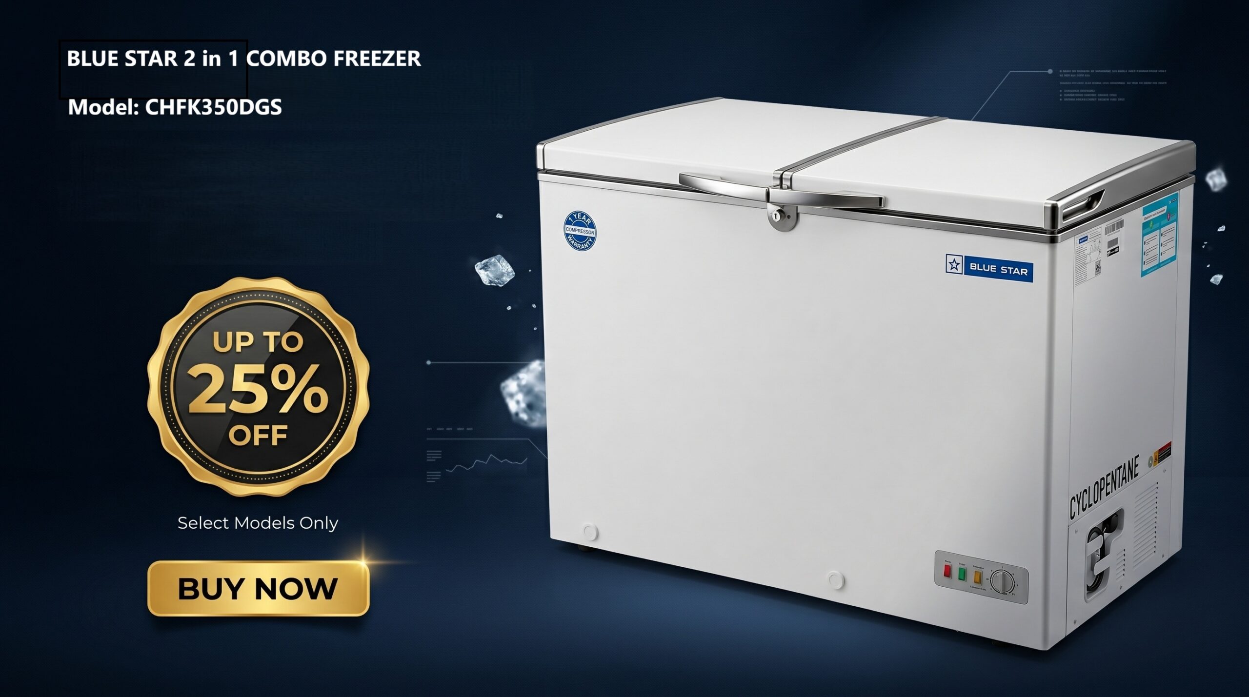 Blue Star 2 in 1 Combo Freezer Patan