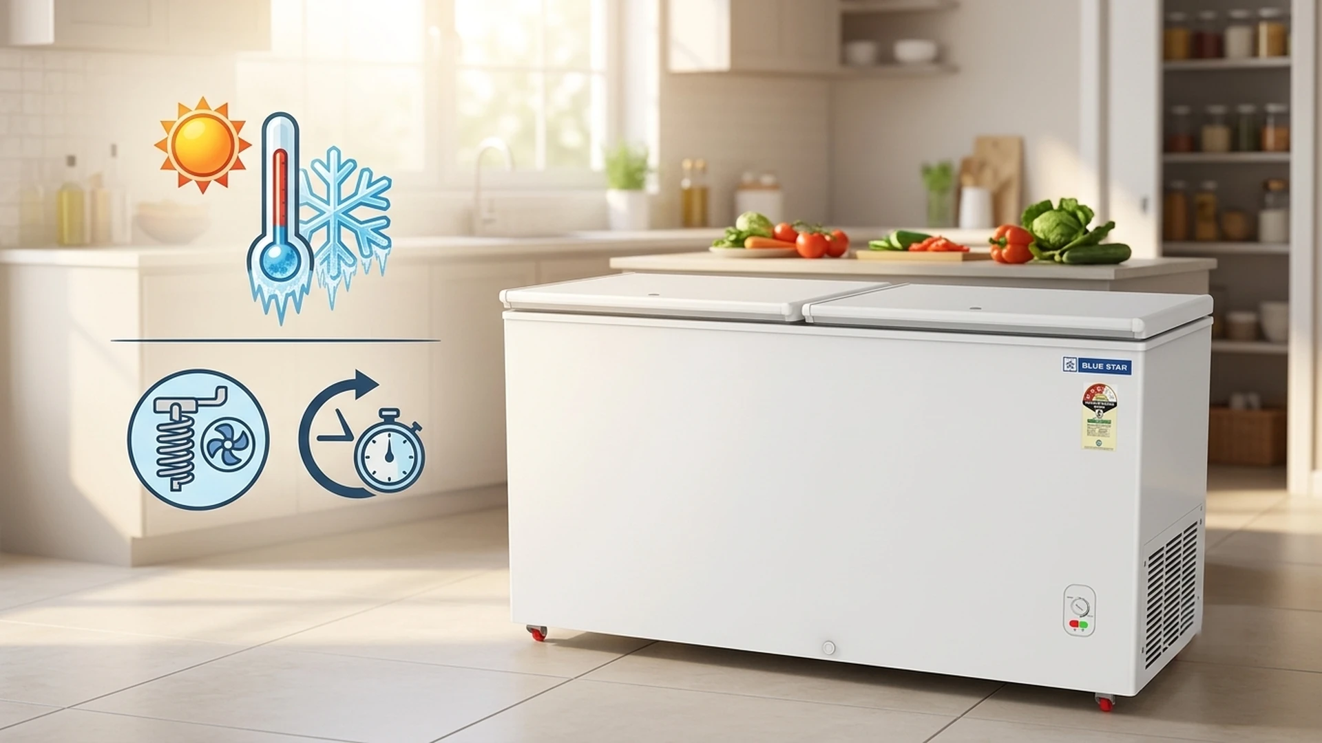 Blue Star CF3-500MEW deep freezer advanced rapid cooling technology in any climate