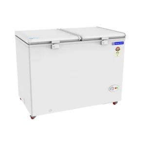 Blue Star CF5-396NEYW twin door deep freezer 360 litre right angle view