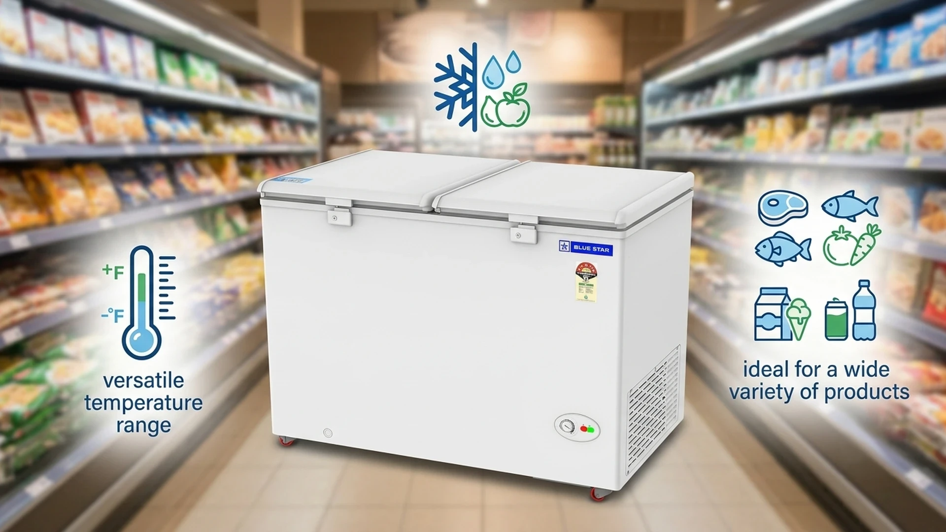 Blue Star CF5-396NEYW deep freezer convertible technology versatile temperature range