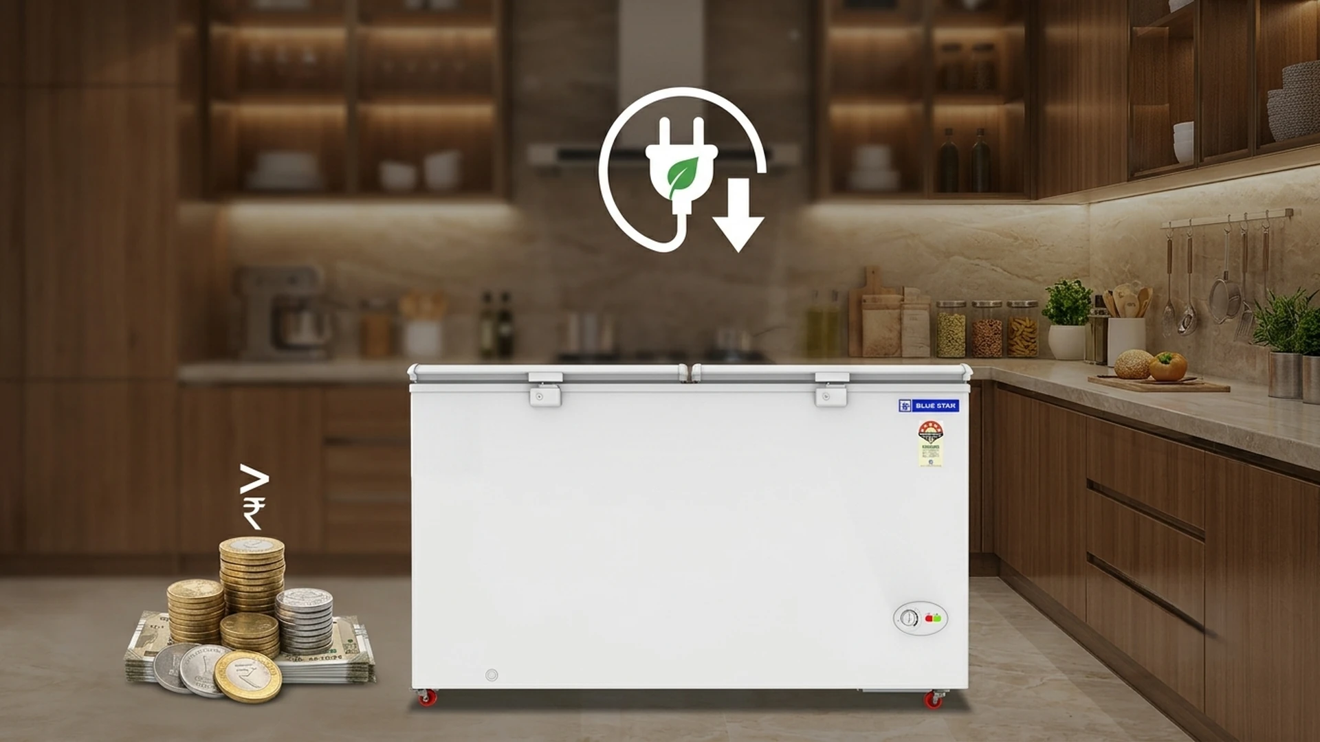 Blue Star CF5-460NEYW 410L deep freezer 5 star BEE energy efficient