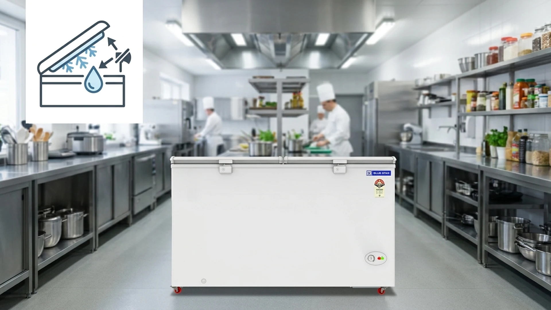 Blue Star CF5-460NEYW 410L deep freezer frosted insulated inner lid