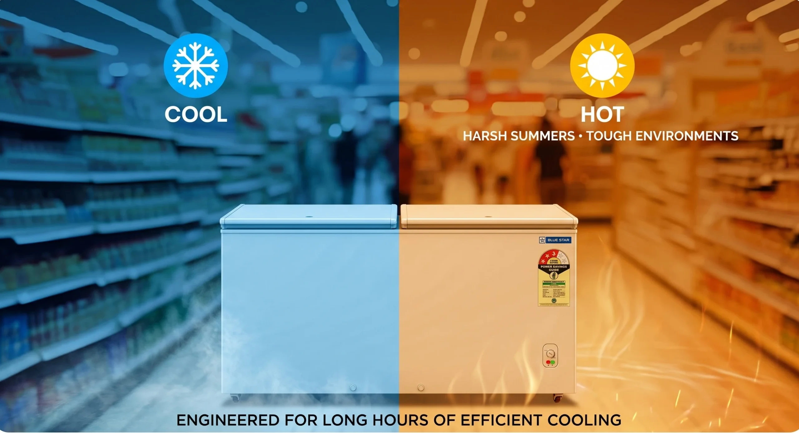 Blue Star deep freezer engineered for long hours of cooling in harsh summer and tough environments