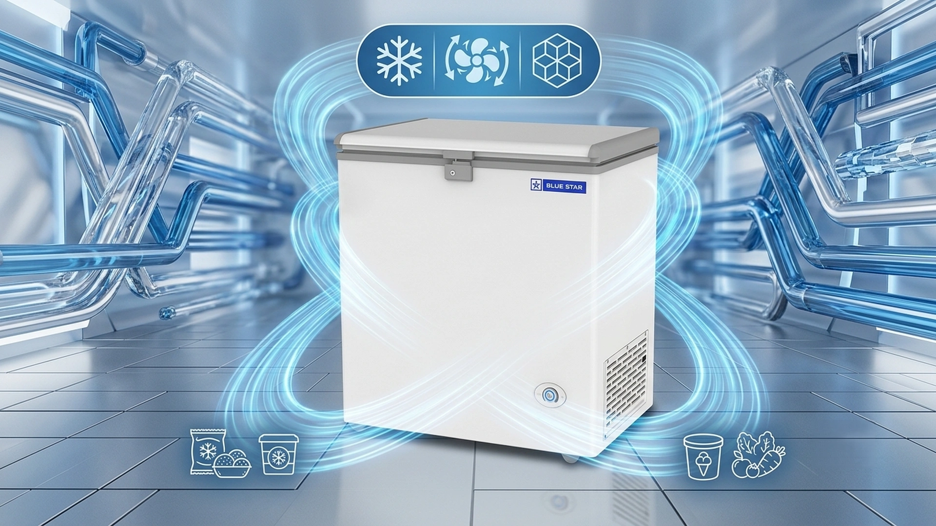 Blue Star hard top deep freezer 215 litres white twin door commercial freezer avi cool patan