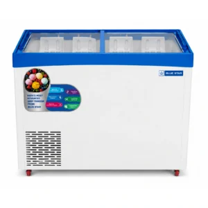 Blue Star Glass Top Deep Freezer NP Series with toughened glass lid and storage baskets