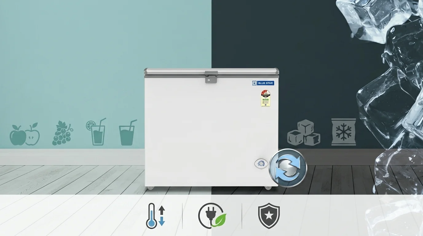 Blue Star cf4-230neyw hard top deep freezer convertible technology cooling and freezing