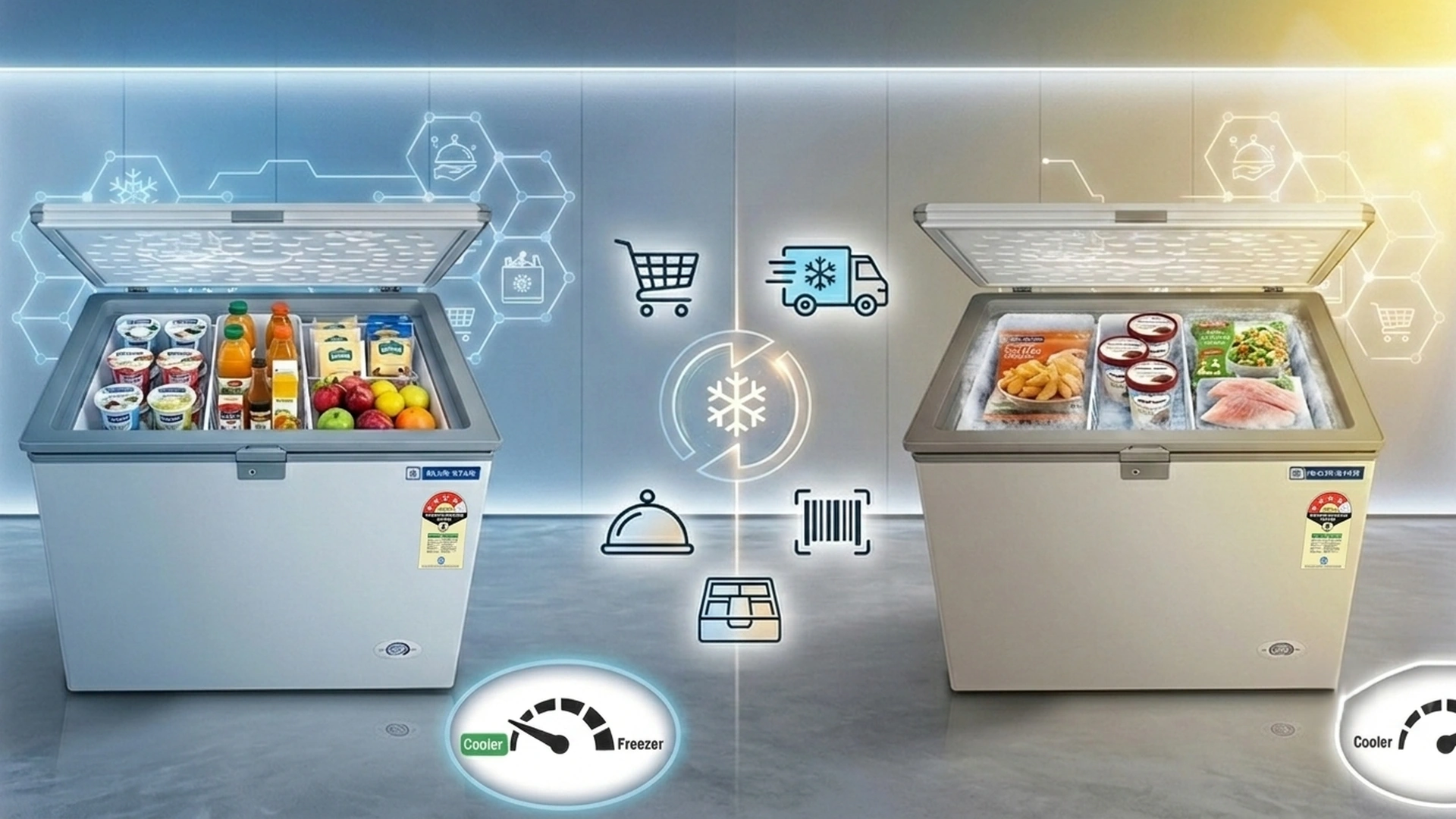 Blue Star CF4-180NEYW convertible deep freezer switching between cooler and freezer mode