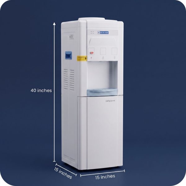 Blue Star BWD3FMRGA hot and cold water dispenser with dimensions and floor standing design.