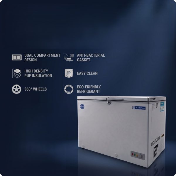 Blue Star CHFK350DGS Features - Dual Compartment, PUF Insulation, Eco-Friendly Refrigerant